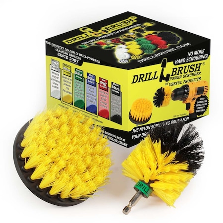 Drill Brush Power Scrubber By Useful Products 5 in W 5 in L Brush, Yellow Y-S-4M-QC-DB